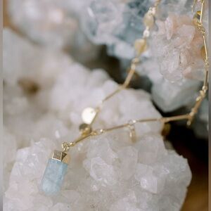 Moon & Stone Crystal Necklace - Aquamarine 'Overcome Overwhelm' Necklace